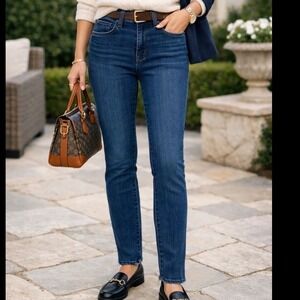 Madewell High Rise Skinny Jeans Medium Wash cropped Frayed Hem Size 27